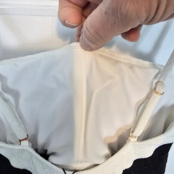 L'Agence Tory Bandeau One Piece Swimsuit Black White Gold Buttons S NEW - Picture 12 of 13